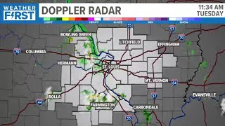 Live radar shows rain around St. Louis