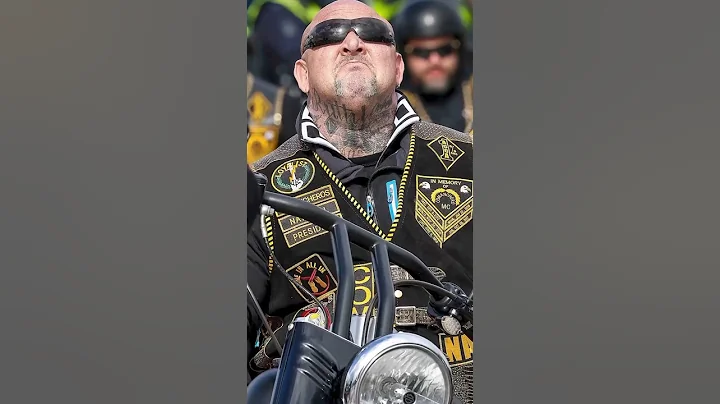 Motorcycle Club Prospect watching people coming in Fully Patched