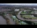 Aerial video shows extent of flooding triggered by Storm Christoph