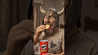 my lips are really stinging! 🤣funny but crazy Viking puppet box of Pringles taste test food review🤣