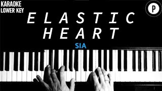 Sia - Elastic Heart Karaoke LOWER KEY Slowed Acoustic Piano Instrumental Cover [MALE KEY] Resimi