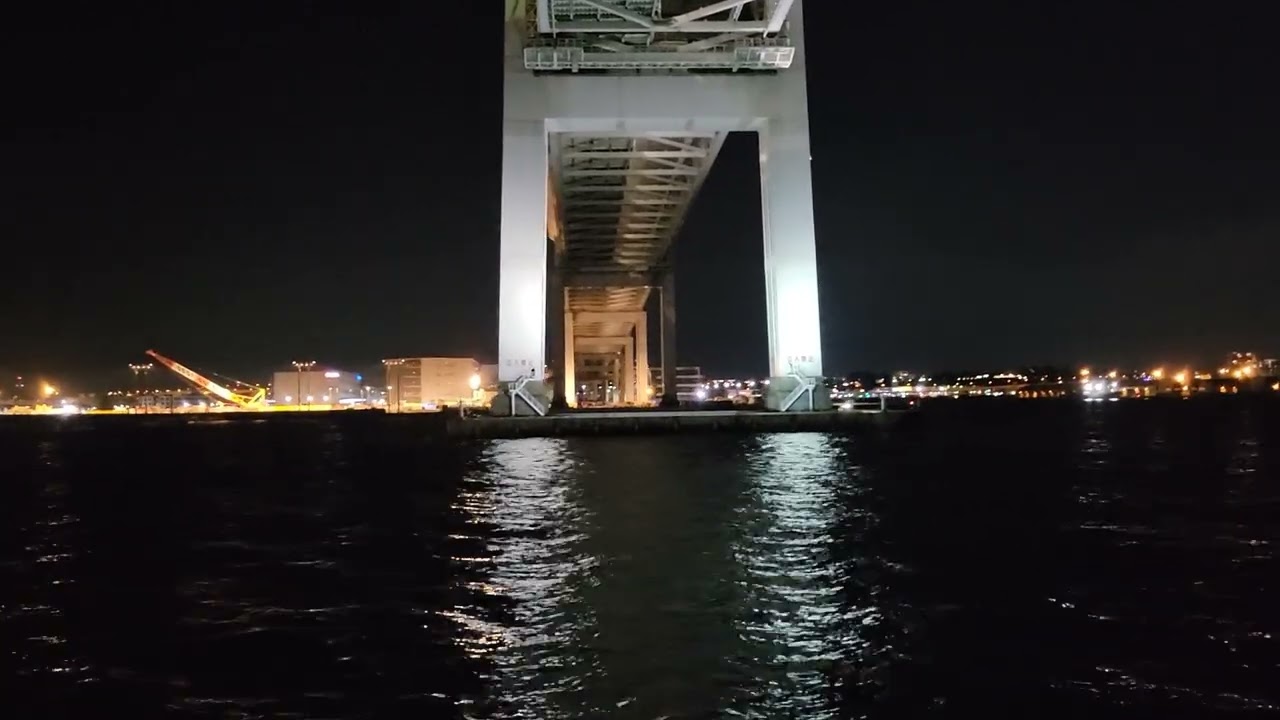柳原良平『横浜ベイブリッジ夜景』 柳原良平 横浜ベイブリッジ夜景 限定2000部 リトグラフ(版画