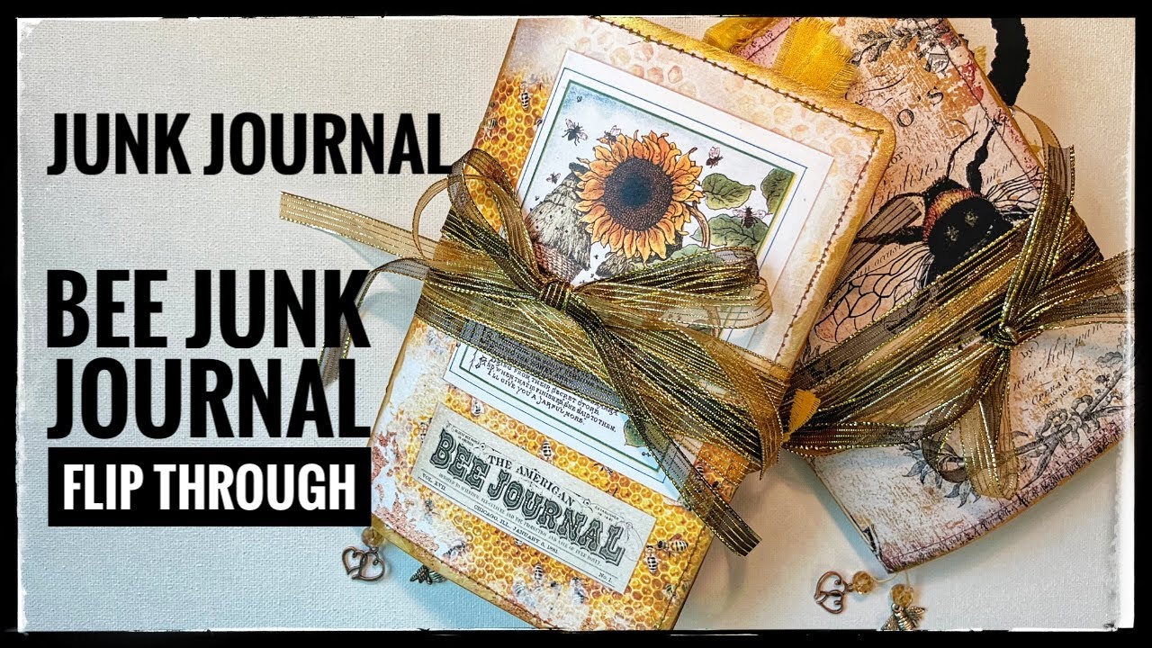 @Amimi♪ジャンクジャーナル風☆Bee&butterfly Junk Journal - Bee Junk Journal Flip Through - YouTube