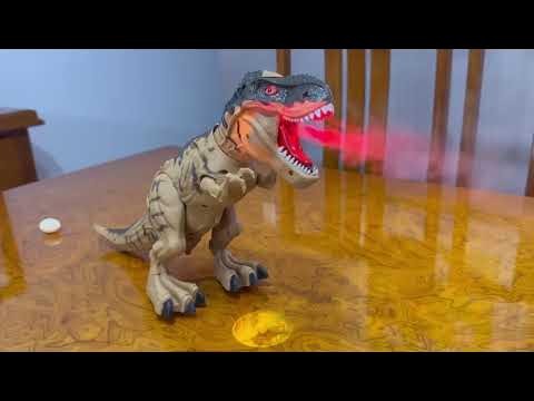 DINOSSAURO TIRANOSSAURO REX COM SOM LUZ MOVIMENTO E SOLTA FUMACA PELA BOCA  - DINOSSAURO TIRANOSSAURO REX COM SOM LUZ MOVIMENTO E SOLTA FUMACA PELA  BOCA - 1 PÇ