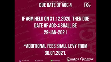 Due Date of Filing of AOC-4 (FY 2019-20) - OPC & Other Companies