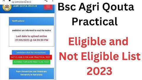 Bsc Agriculture Practical Eligible and Not Eligible Students List|Bsc Agri Qouta Practical Exam 2023