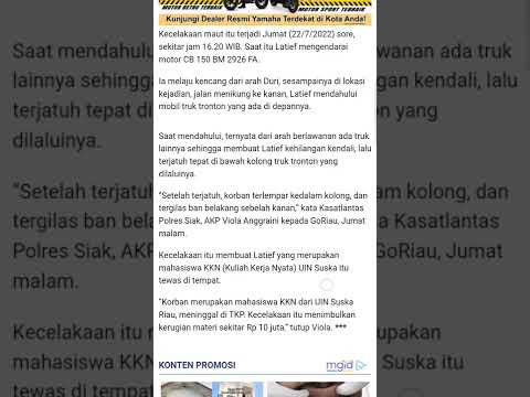 Mahasiswa KKN Uin Suska Riau Tewas kecelakaan di Kandis hari ini