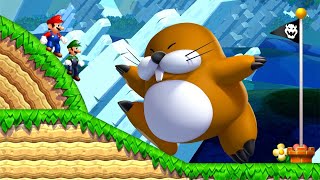 New Super Mario Bros U Co-Op Walkthrough - World 1 - Acorn Plains (2 Player)