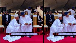 Heartfelt moments during the burial ceremony of Hon Obasa's father, where Oba Akamo greets Gov.Dapo