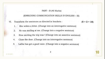 Transformation of Sentences Question paper solved/10 marks/Tumkur University/B.A and B. Com