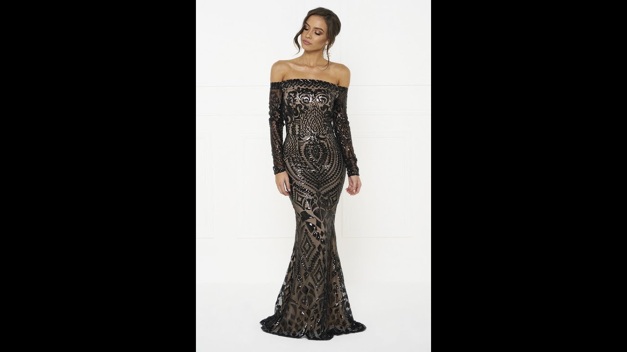 Honey Couture MISHKA Black Sequin Formal Gown Dress - YouTube