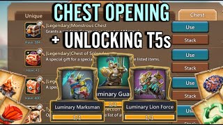Lords Mobile - Chest opening and unlocking T5s on my main account !!
