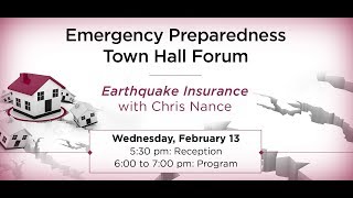 Chris nance, chief communications officer with the california
earthquake authority in sacramento, will clarify for our residents all
mis-information that...