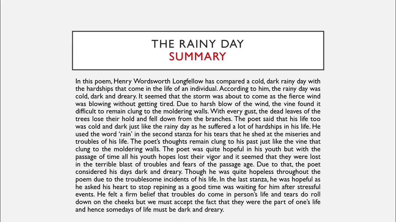 The Rainy Day - The Rainy Day Poem by Henry Wadsworth Longfellow