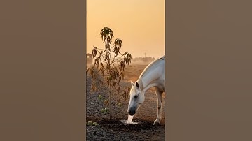 Horse saved the Mango tree from drying up by watering it 😭#ai #tree #water #animals #horse #army