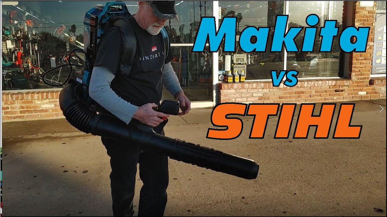 Makita Backpack battery powered blower vs Stihl Backpack gas powered  Blowers - YouTube