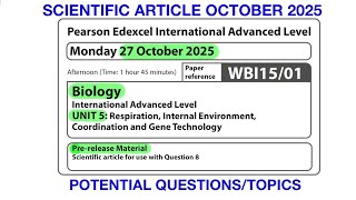 A level | Biology | Scientific article | October 2025 | Pearson Edexcel