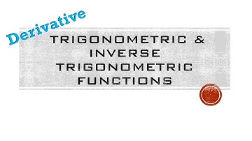 Transcendental Functions Part 1 (Trigonometric and Inverse Trigonometric)