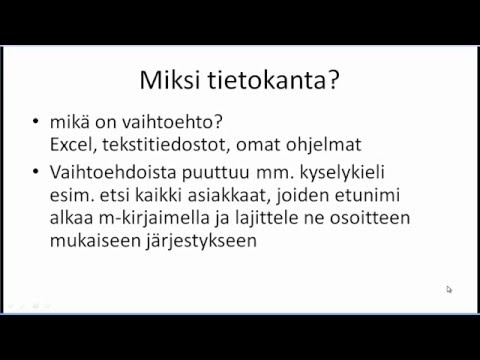 Video: Ero Tietokannan Ja Ilmentymän Välillä