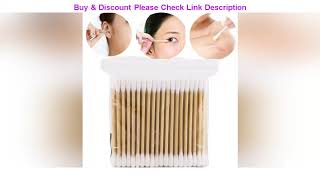 Top 100pcs/bag soft cotton double-head disposable cosmetic cotton swab wooden stick ear nose cleani screenshot 5