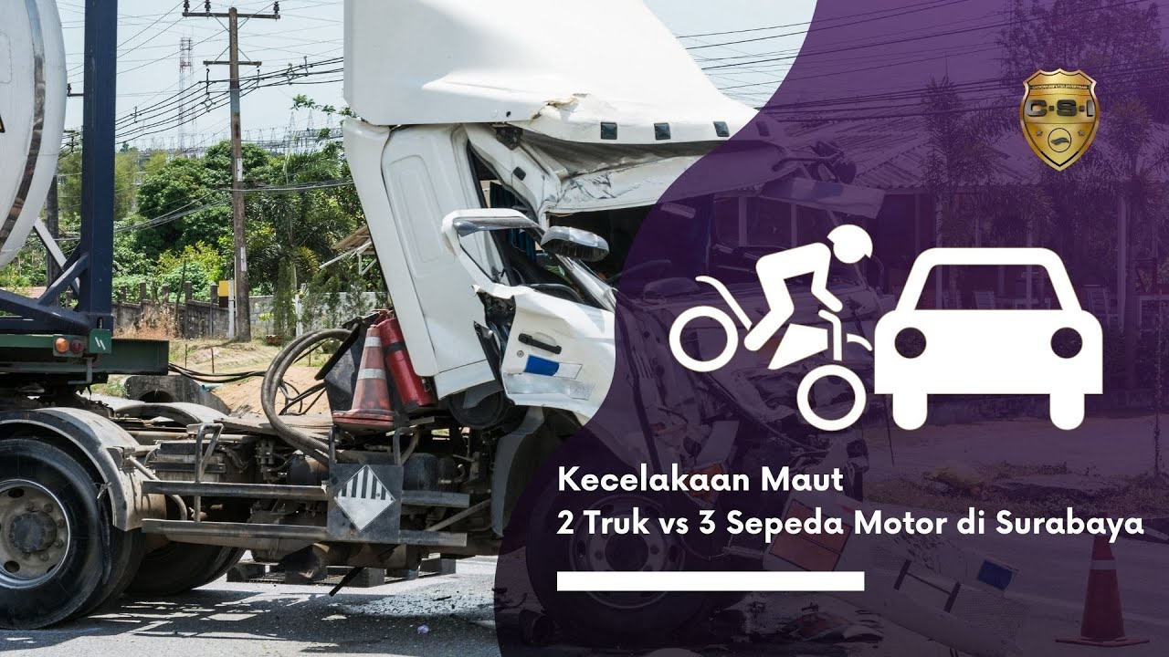 Kecelakaan Maut 2 Truk vs 3 Sepeda Motor di Surabaya
