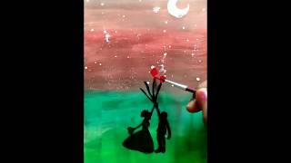 Moonlight romantic couple painting, how to easy moonlight painting