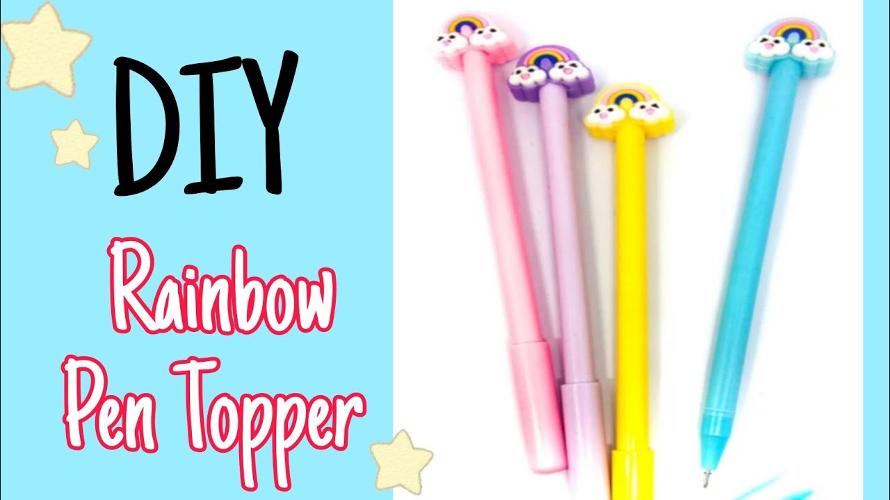 shorts how to make rainbow pen pencil topper, diy rainbow pen