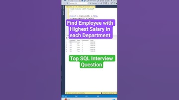 Find Employee with Highest Salary in Each Department | Top SQL Interview Question #sqlquery