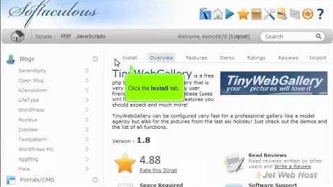 How to install TinyWebGallery from Softaculous