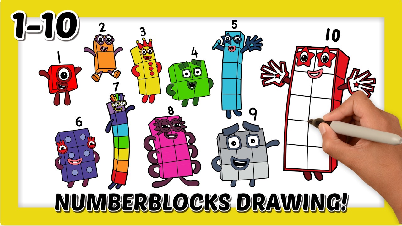 Draw and Learn Numbers 1-10 with NumberBlocks Characters - YouTube
