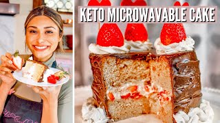 EASY 5 MINUTE KETO CAKE! How to Make Keto Microwavable 2 Layer Cake!