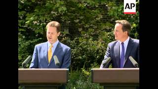 WRAP PM Cameron and Deputy PM Clegg in joint presser ADDS more