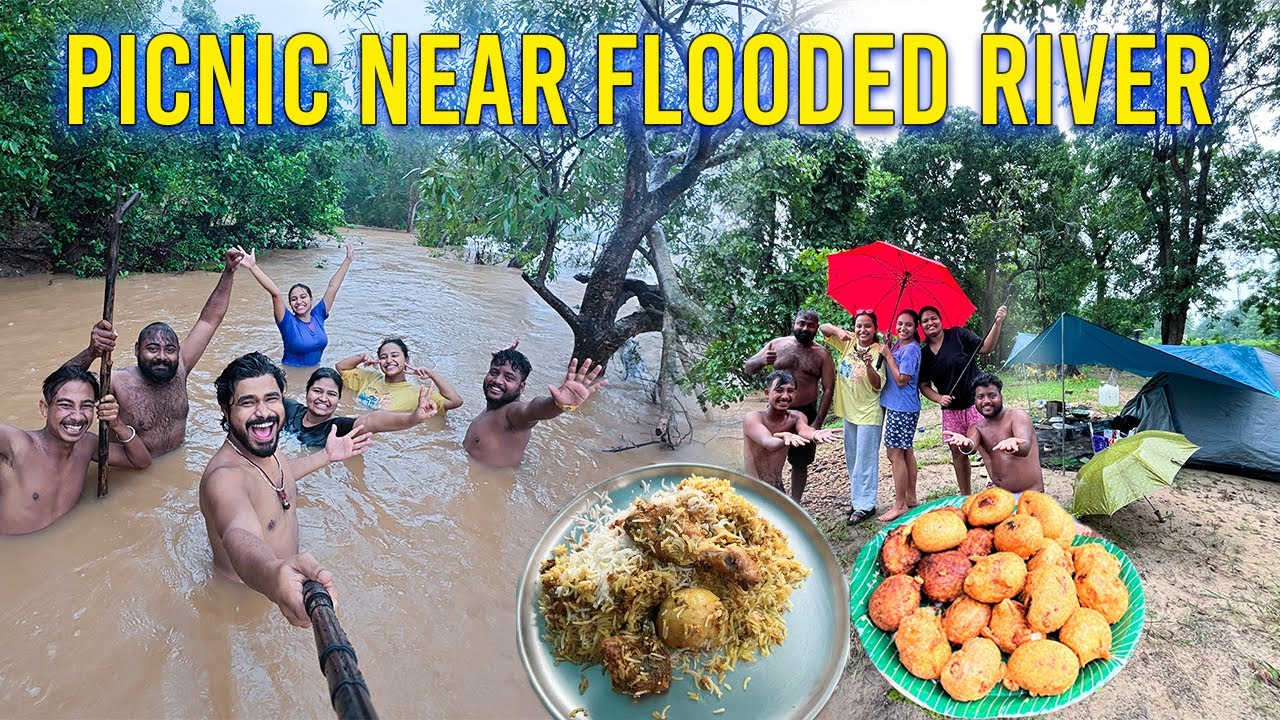 INSANE Rain Picnic 🌧️ | Flooded River Swim + Biriyani Feast Gone Wild! 