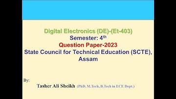 Digital Electronics (DE) Question Paper-2023, PART-A solution, SCTE Assam