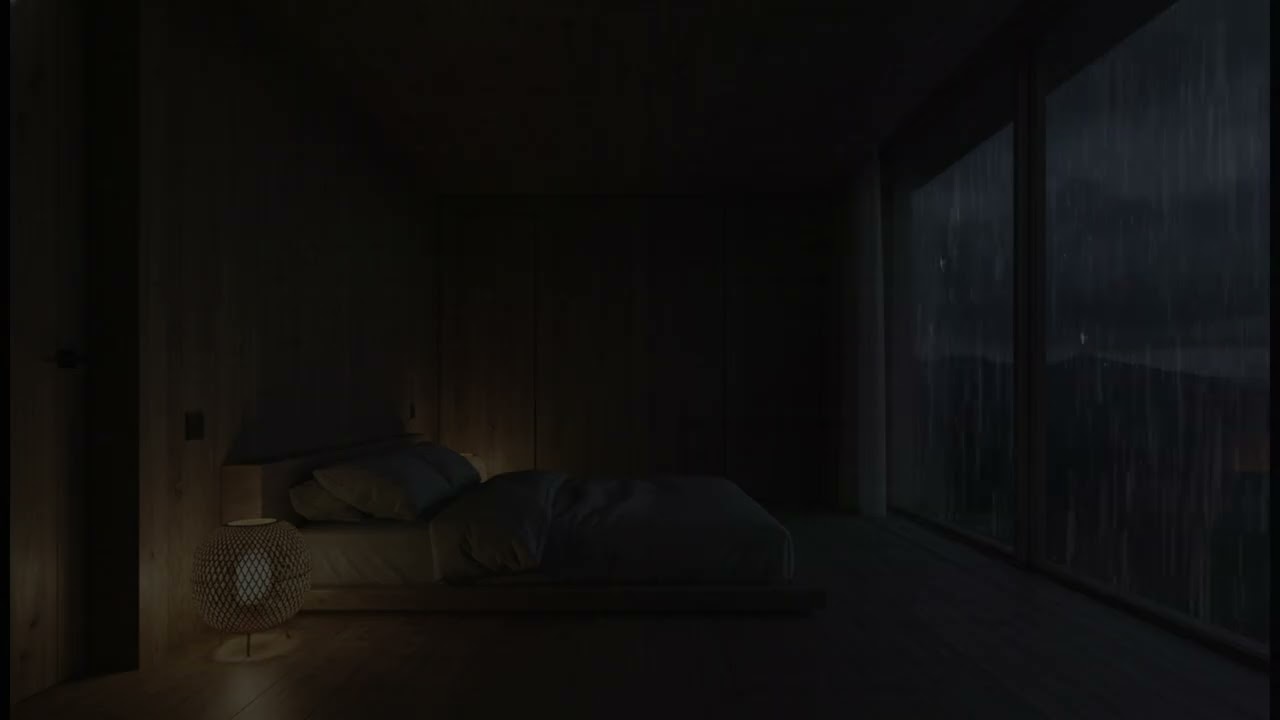Rainfall in a Dark Bedroom | Soothing Dark Room Rain for Sleep