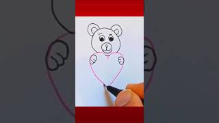 Turn Heart into a Teddy Bear | shorts youtubeshorts easydrawing