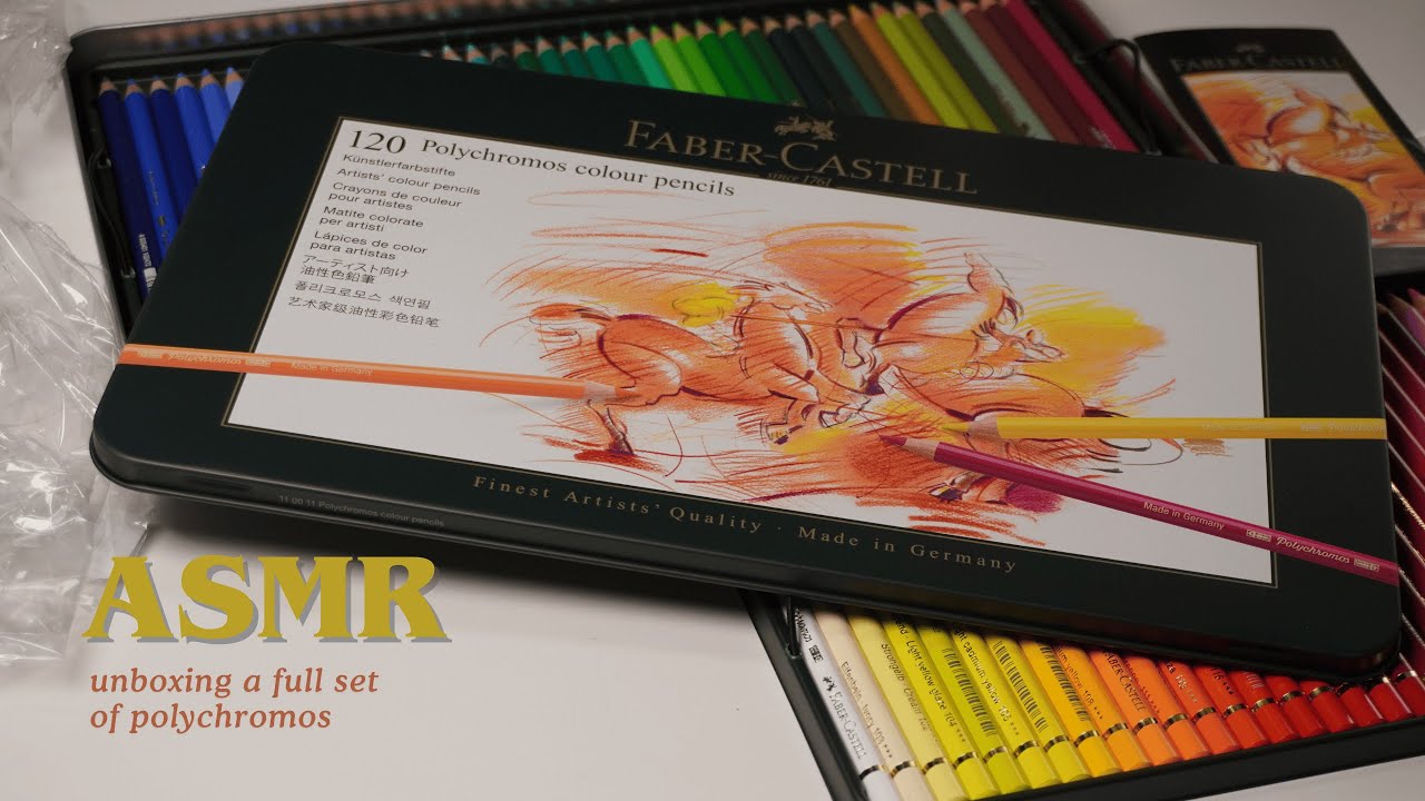 ASMR Unboxing My 120 Faber-Castell Polychromos Set With Me (no talking, no music)
