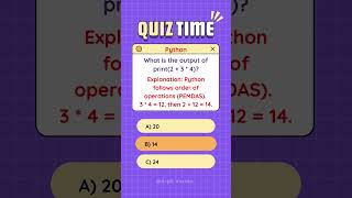 What’s the Output of print(2 + 3 * 4) in Python? 🤔 #PythonQuiz #Shorts