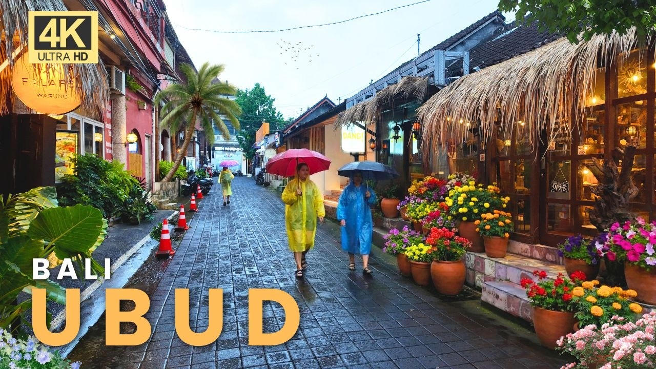 Slow Rainy Evening Walk in Ubud, Bali 🌧️ Peaceful Streets & Relaxing Night (4K)