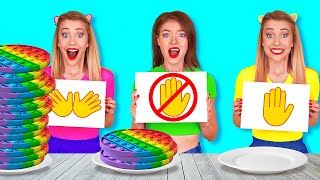 No Hands Vs One Hand Vs Two Hands Eating Challenge Pop It Funny Situations By 123 Go Food