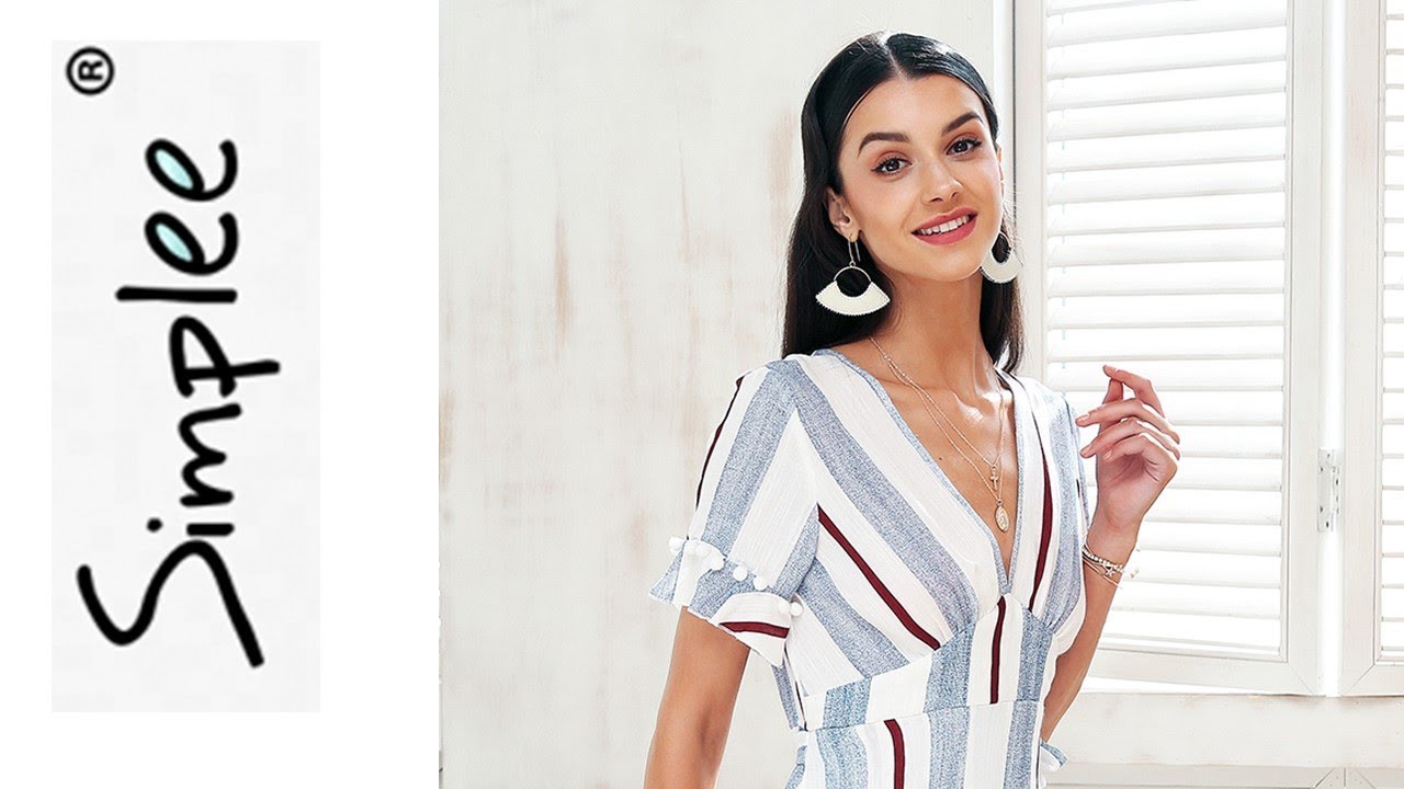 Clothes from Aliexpress - V-Neck stripe ruffle summer dress Aliexpress