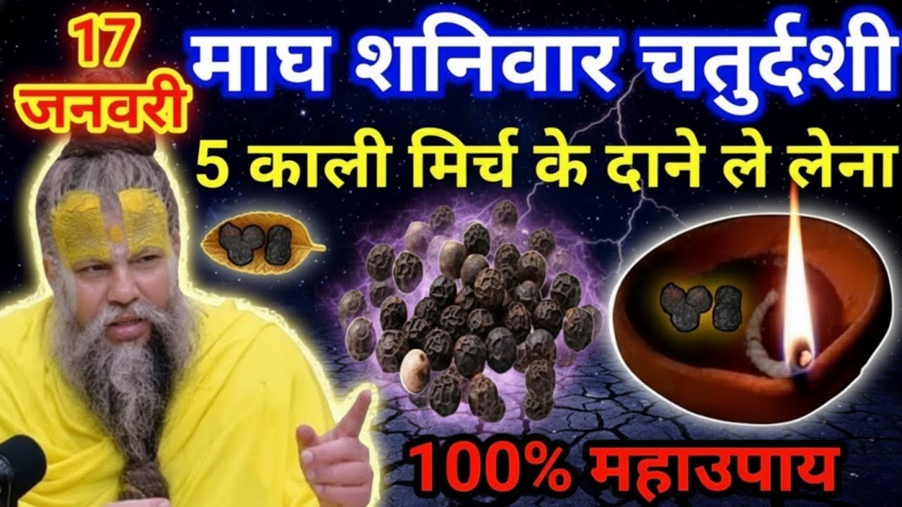 17 जनवरी माघ शनिवार चतुर्दशी तिथि को 5 काली मिर्च दाने वाला उपाय जरूर करे  premanand ji maharaj 