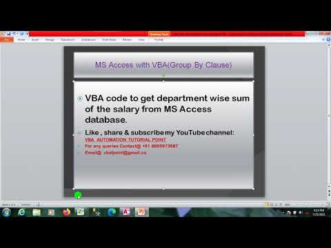 VBA code to get department wise sum of salary from Ms access database table (Group By Clause)