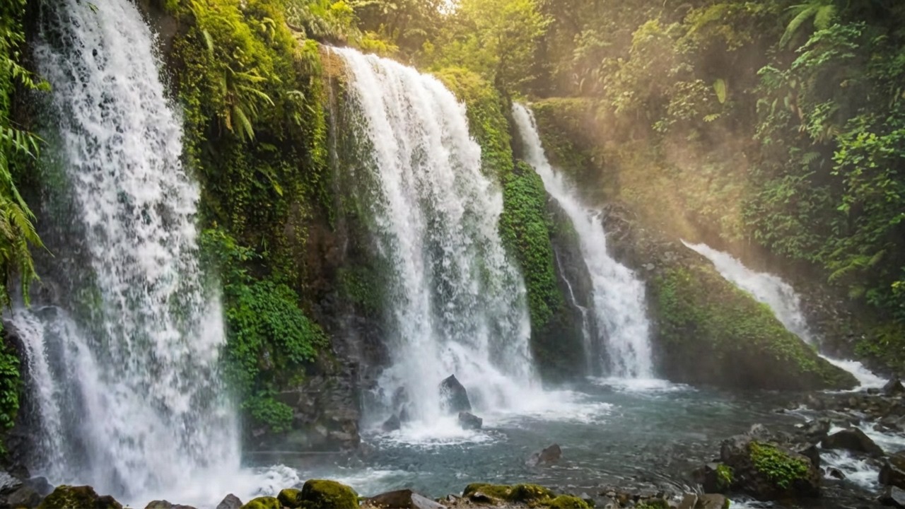 Tranquil Sleep Music with Dark Night Waterfall for Deep Healing & Peace 🌌💧🤍