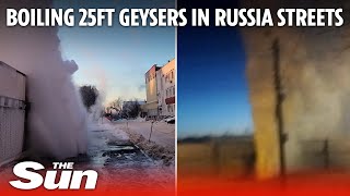 Russian city's crisis as pipes explode causing boiling 25ft geysers and mass heating loss