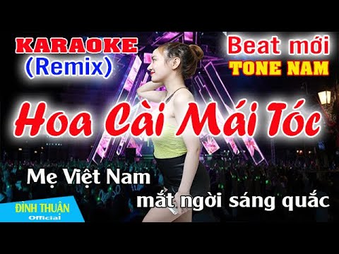 Karaoke Remix  Hoa Cài Mái Tóc  Tone nam  YouTube