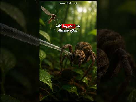 عنكبوت البولينغ الإفريقي صياد محترف يصطاد فريسته بشريط حريري كمقلاع مذهل