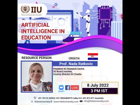 Artificial Intelligence in Education, by IIU expert Prof. Nada Ratkovic from Croatia