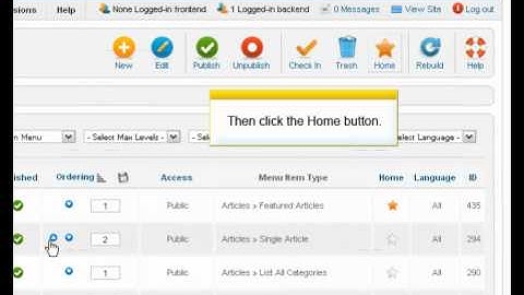 How to change the homepage in Joomla 1.6