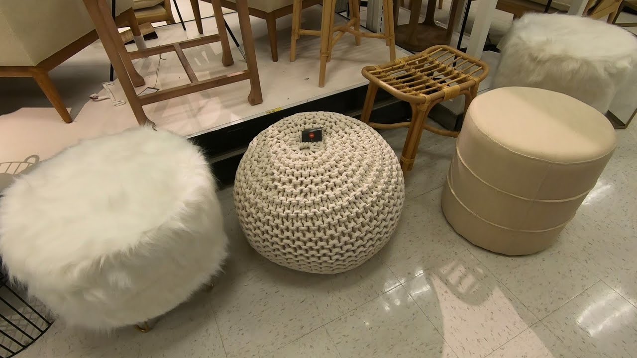 TARGET KNITTED ROUND POUF OTTOMAN CLOSE UP LOOK SHOP WITH